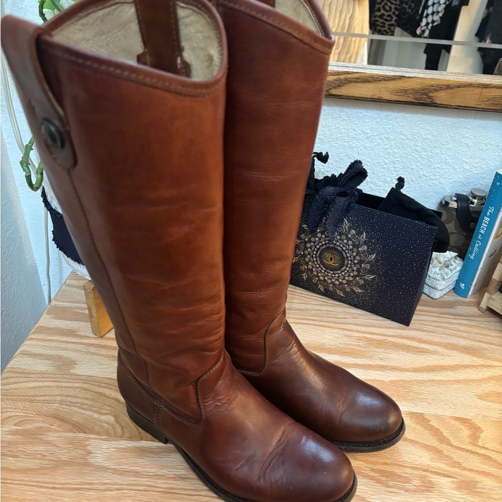 Frye Tan Leather Melissa Boots